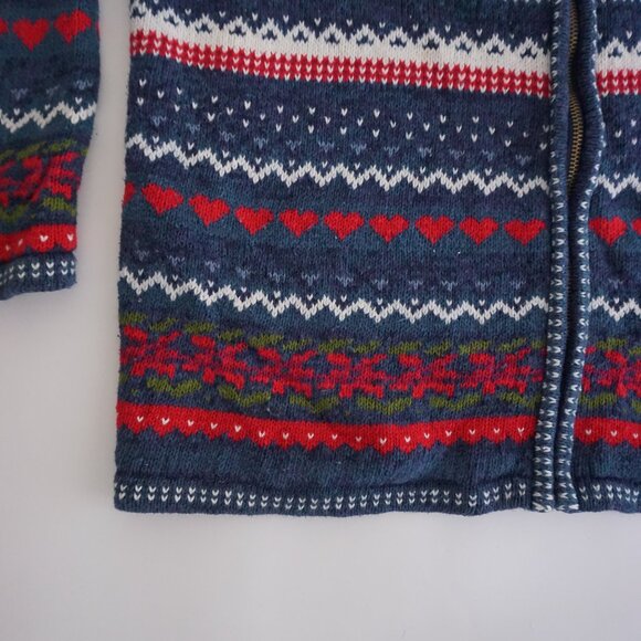 VTG Tiara International Fair Isle Zip Cardigan 45% Cotton Cabincore Holiday L - Picture 7 of 11